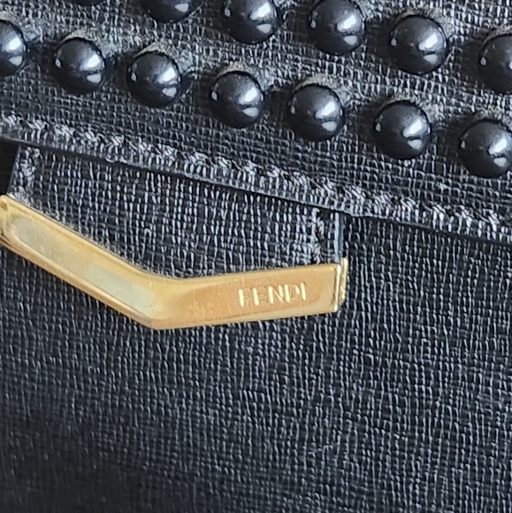 Fendi Black Saffiano Leather Small Studded Monster Demi Jour Shoulder Bag - Picture 4 of 16